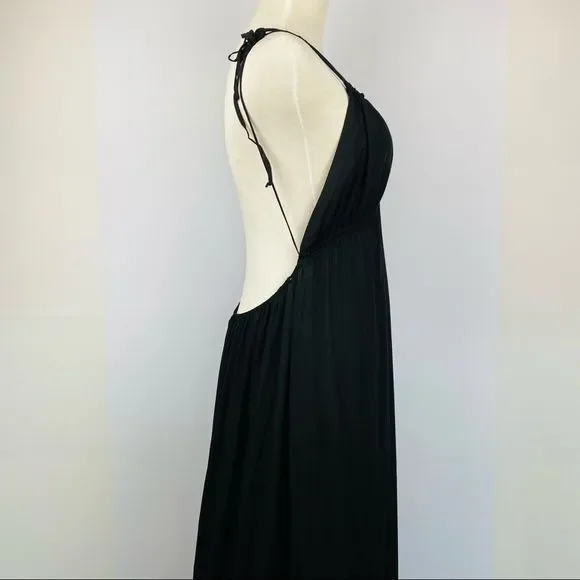 NEW FAVLUX Black Halter Strap Maxi Dress Open Back - Picture 5 of 11